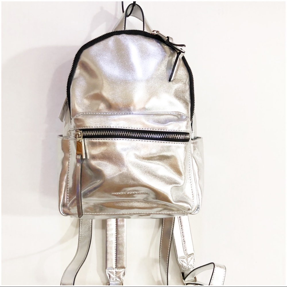 NEW French Connection Perry Small Silver Backpack